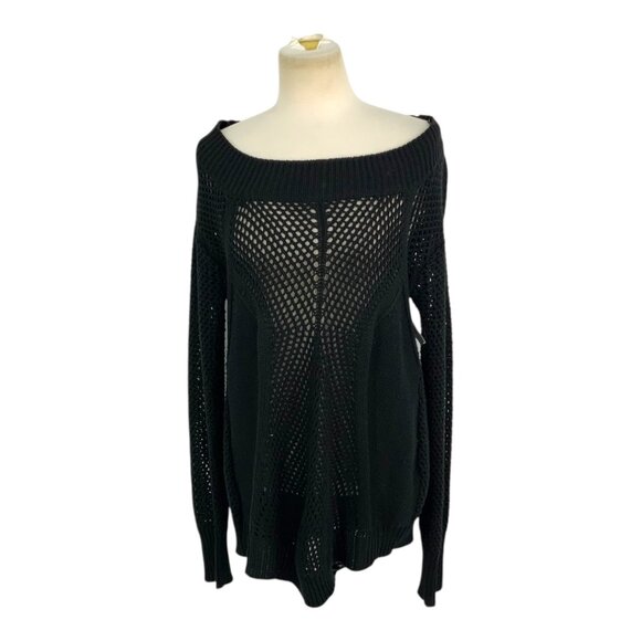 Kardashian Kollection Black Open Weave Sweater Dress Size Large NWOT - Picture 1 of 7